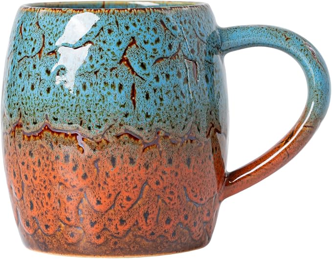Handmade 22oz Ceramic Coffee Mug, Ergonomic Large Handle, Ideal Gift by XIYUANJI