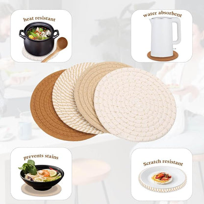 Billbotk 7" Trivets for Hot Dishes, Hot pots and Pans, 4 Heat Resistant Hot Pads - Image 4