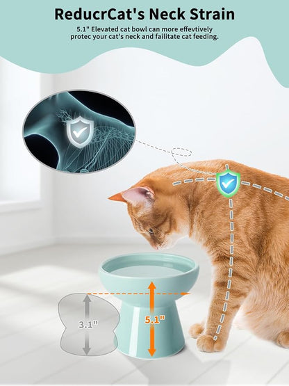 LoeJan Elevated Cat Food and Water Bowls Set, Extra Wide and Raised Ceramic - Image 3