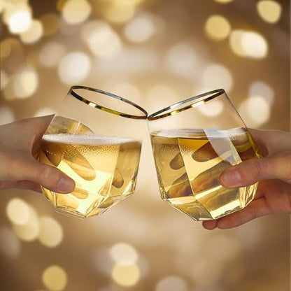 Goodluck 80PCS 12oz Diamond Stemless Plastic Wine Whiskey Glasses, Suitable - Image 5