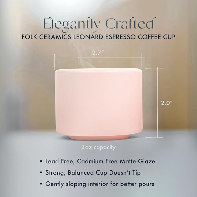 Folk Ceramics Leonard Ceramic Espresso Cups | Modern Stackable Demitasse Mugs - Image 4