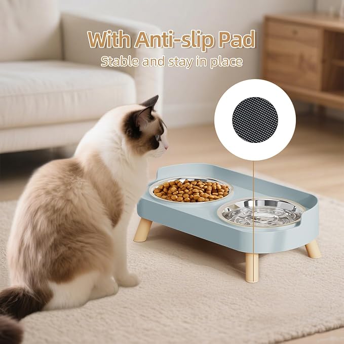 Elevated Cat Bowl, Raised Cat Food and Water Bowl Set - Image 7
