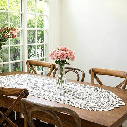 Tinsow 2 Pack Cotton Crochet Lace Rectangular Table Runner Dresser Scarf Doilies - Image 4