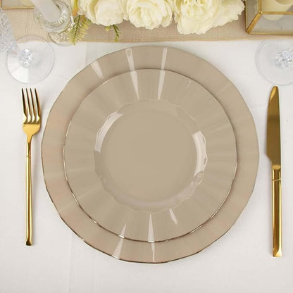 Efavormart 9" Salad Plates – Set of 10 Plastic Taupe Round Disposable Plates - Image 8
