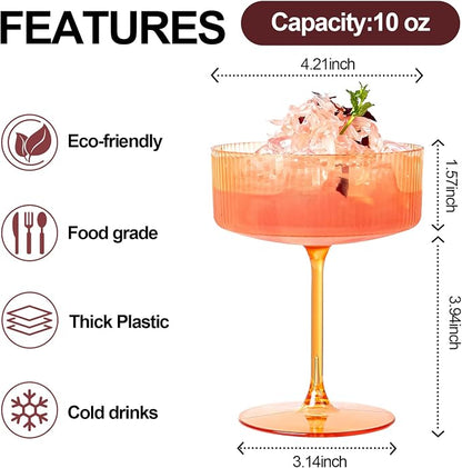 Ciaell 12 Pack Amber Plastic Martini Glasses - Image 6