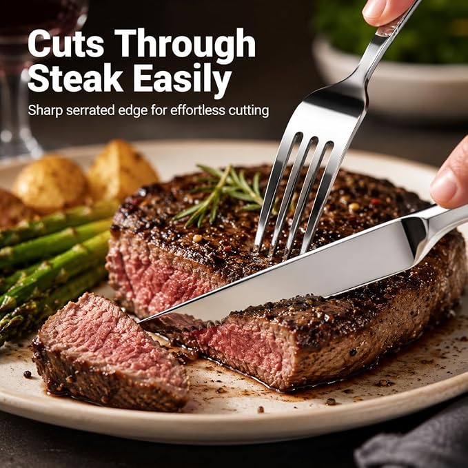 SANTUO 20-Piece Steak Knife and Fork Set - Image 4