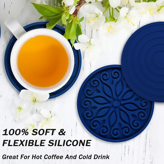 Silicone Coasters for Drinks, Resistant Reusable Drink Coasters-Great Gift for - Image 2