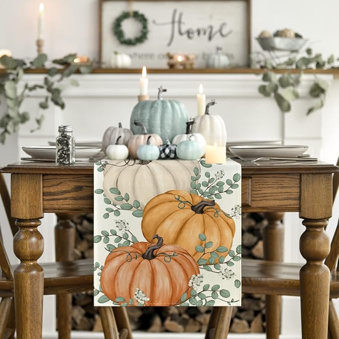 Artoid Mode 210 GSM Fall Table Runner 13x48 Inch Home Party Decor | Orange - Image 2
