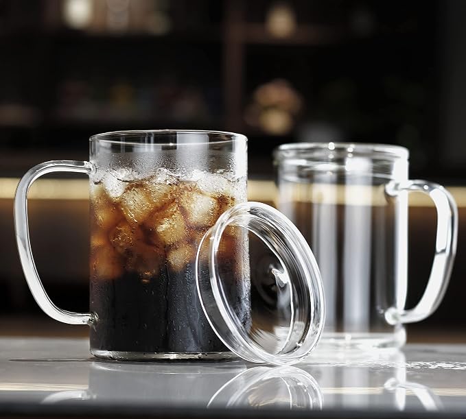LUXU Glass Coffee Mugs, 27oz Large Glass Coffee Cups Clear Glass Tea Cups - Image 5