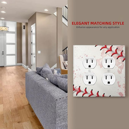 Light Switch Cover Baseball Sports Ball Game 2 Gang Decorative SwitchPlates Double Duplex Wall Plates Switch Plates and Outlet Covers for Bathroom Bedroom Decor