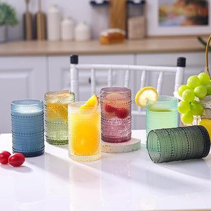 Moretoes Colored 12 Oz Hobnail Drinking Glasses Set of 6, Water Glass Cups | - Image 2