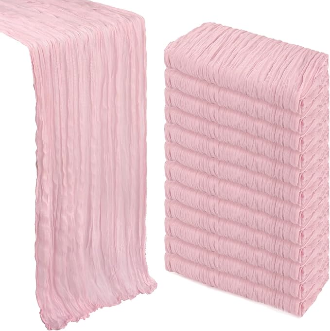 12 Pack Pink Table Runner Cheesecloth 10Ft Gauze Cheese Cloth Table Runner by Heneger