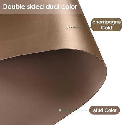 Leather Dresser Cover,1.8mm Thick,14x60 Inch,Dresser Protector Top,Dresser Top Protector,Dresser Cover Top,Dresser Top Cover,Dresser Cover Top for Bedroom.(Mud Color+Champagne Gold,14x60)