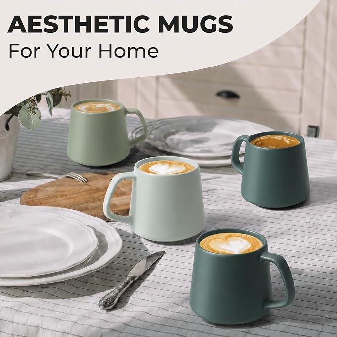 MIAMIO - Coffee Mugs Set of 4, Large - Luxe | Large Ceramic Coffee Mugs - Image 3