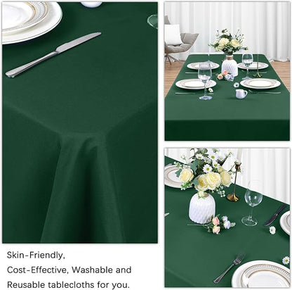 8 Pack Dark Green Tablecloth 60 x 102 Inch Rectangular Table Cloth for 6 Foot Rectangle Tables, Hunter Green Wrinkle Resistant Washable Polyester Fabric for Buffet Wedding Party Banquet