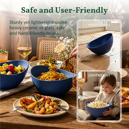 Wheat Straw Bowls, 9.6 inch Salad Bowls, Large Serving Dishes - Image 6