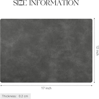 MOSAYT Vinyl Placemats Set of 6-12 X 17 Inch - Faux Leather 100% Waterproof Oil-Proof Wipeable PU Place Mats, Heat Resistant Reversible Table Mats for Kitchen, Dining, Outdoor (Dark Grey)