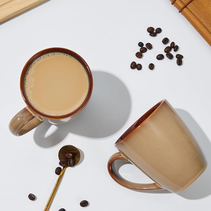Pokini Coffee Mug 14 oz, Ceramic Coffee Mugs Set of 4, Reactive Glaze Mug - Image 5