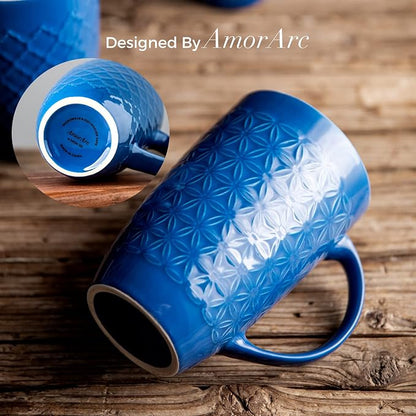 AmorArc 20 oz Large Coffee Mugs Set of 6, Tall Ceramic Coffee Cups | 3 Assorted - Image 4