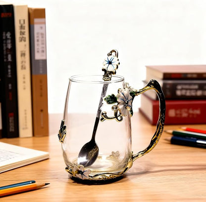 Best Gifts For Women Mom Blue Glass Coffee Tea Mug Unique Birthday Christmas - Image 9