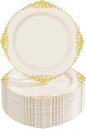 Nervure 100Pcs 7.5'' Ivory Plastic Plates, Disposable Plates by Nervure