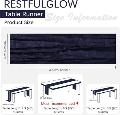 6 Pack Navy Blue Cheesecloth Table Runner 35 x 120 Inch | Boho Gauze Fabric - Image 2