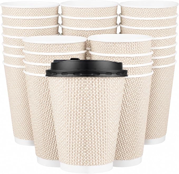 Promora 12 oz Natural Cream Disposable Coffee Cups by Promora