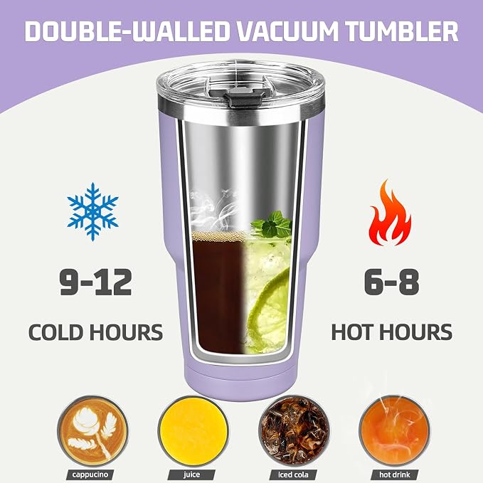 30 oz Tumbler with Lids and Straws, Stainless Steel Insulated Coffee Tumbler - Image 4