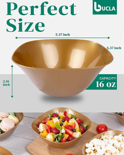 bUCLA 50Pack Gold Plastic Serving Bowls - 16oz Disposable Serving Bowls - Image 2