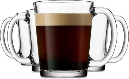 Godinger Coffee Mugs, Italian Made Glass Coffee Mug, Hot Beverage Tea Cups by Godinger