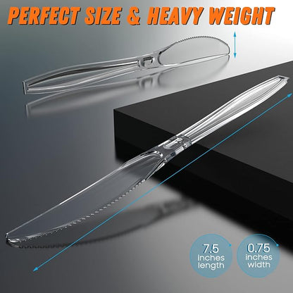 Dipoo 7.5" Clear Plastic Knives Heavy Duty Upgraded Heat Resistant & BPA Free - Image 5