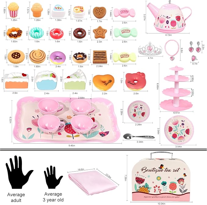 Tea Party Set for Little Girls, Kids Kitchen Pretend Playset, Montessori Toys - Image 2