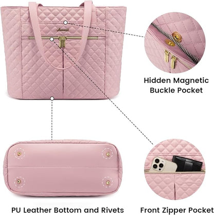 LOVEVOOK Laptop Bag for Women 15.6 inch, Diamond Quilted Work Womens Laptops - Image 5