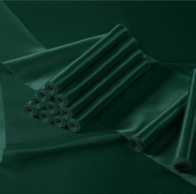 Manyshofu Dark Green Satin Table Runner 12x108 - Image 2