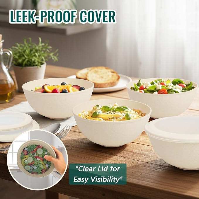 40 OZ Salad Container for Lunch, Unbreakable Wheat Straw Bowls - Image 5
