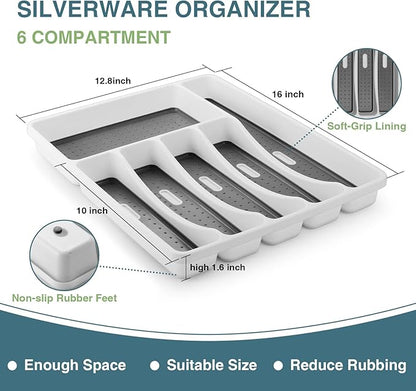 Black Silverware Set, Umite Chef 49-Piece Flatware Set with Drawer Organizer, Durable Stainless Steel Cutlery Set for 8, Tableware Eating Utensils with Steak Knives for Home Restaurant
