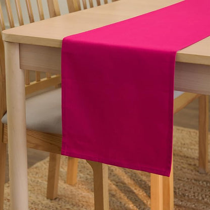 Encasa XO Table Runner, Cotton Canvas Dining Runner 13"x59" | Hot Pink by EncasaXO