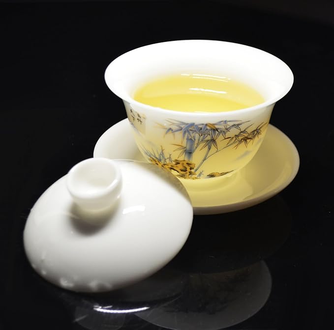Liang baobao Ice Jade White Porcelain Gaiwan, 5oz Teacup Suet-fat Jade - Image 4