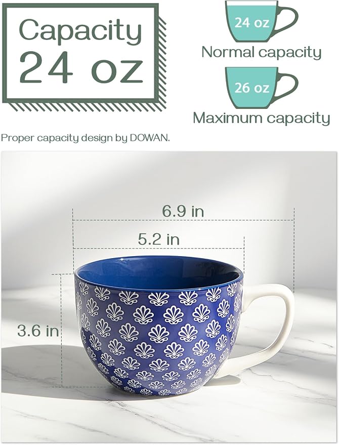 DOWAN Coffee Mugs Set of 4, 24 oz Large Coffee Mugs, Jumbo Soup Mugs - Image 2