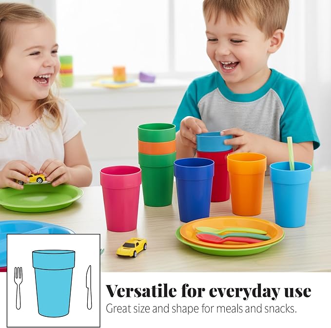 US Acrylic Spectrum Unbreakable Plastic 10 ounce Stackable Juice Tumblers in 8 - Image 2