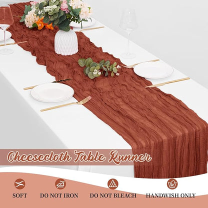 8 Pack Terracotta Cheesecloth Table Runners 20x120 Inch Gauze Table Runner - Image 6