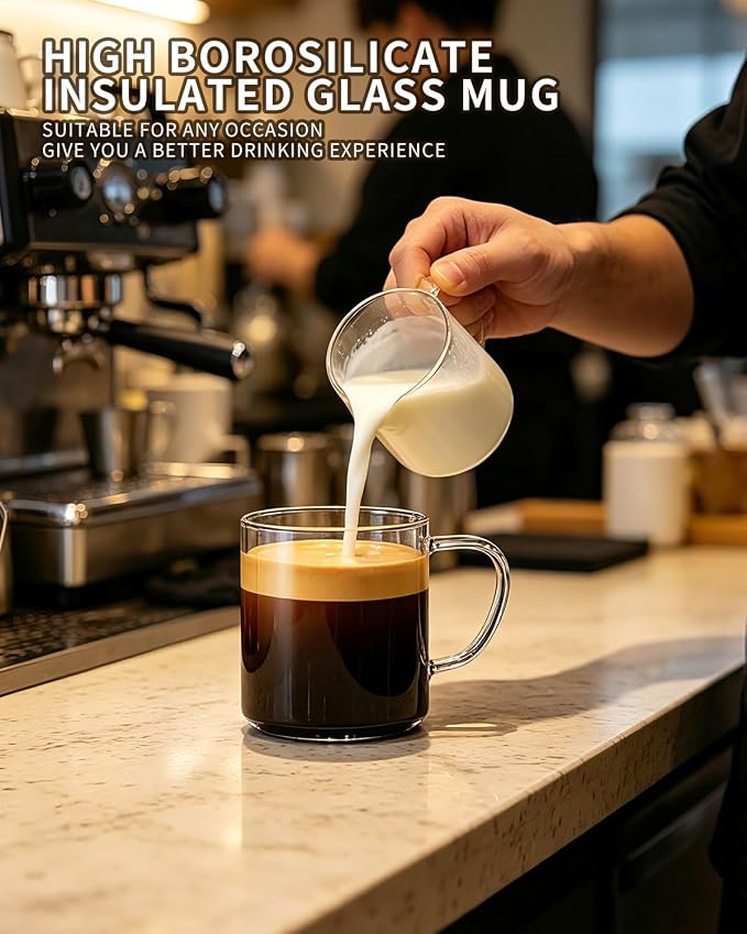LUXU Glass Coffee Mugs, 14 oz Ice coffee cups, Borosilicate Glass Mugs - Image 2