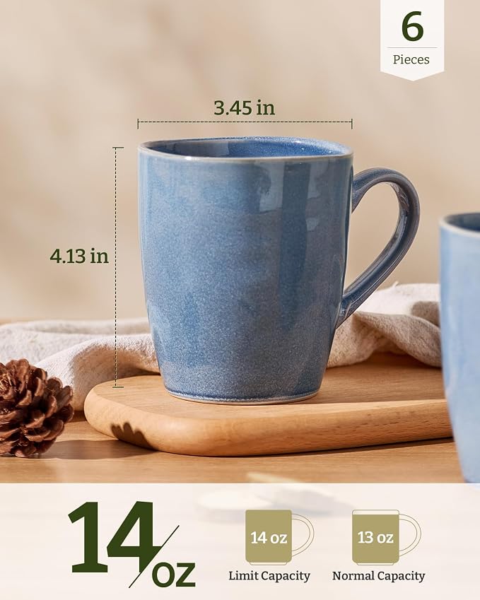 famiware Aurora Coffee Mugs, 14oz Mug Set of 6, Stoneware Mug, Cups - Image 4
