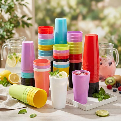 Patelai 100 Pcs Reusable Plastic Cups Drinking Cups Colorful Unbreakable Juice - Image 2