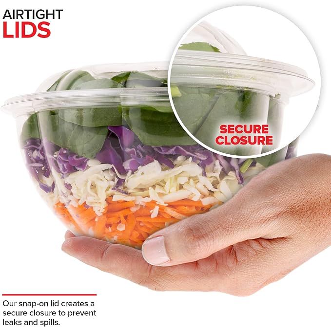Stock Your Home 32oz Clear Plastic Salad Bowls - Image 4