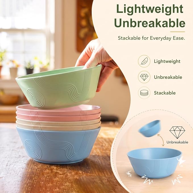 PYRMONT Big Salad Bowl Wheat Straw Bowls Alternative Big Plastic Bowls - Image 5