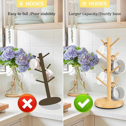 Mug Holder Tree, New Upgraded 360° Rotated 8 Hooks Coffee Cup Holder - Image 5