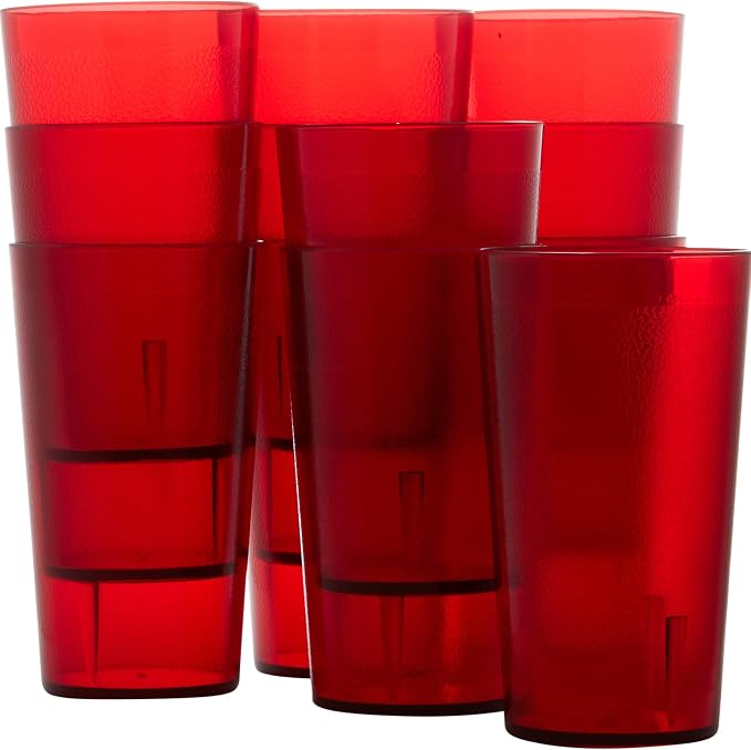 Restaurant Grade, BPA-Free 12oz Red Plastic Cups 12pk. Super Durable, Break by FoodRestaurantSupplies
