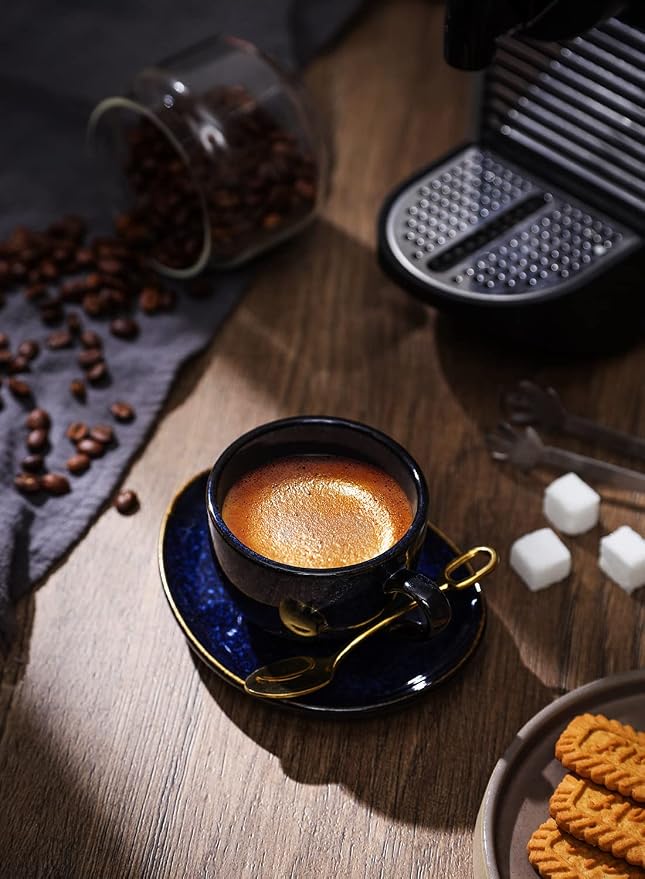 vicrays Ceramic Espresso Coffee Cups Set 4 oz Porcelain Espresso Cups - Image 6