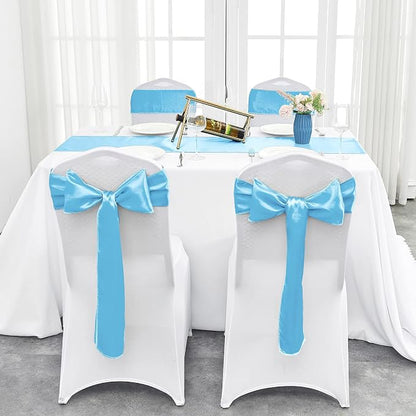 4-Pack Blue Satin Table Runner 12 x 108 Inch Long Bright and Smooth Silk Fabric - Image 7